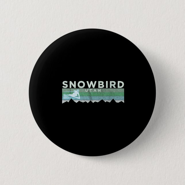 Badge Rond 5 Cm Retro Snowbird, Utah Ski En Perte (Devant)