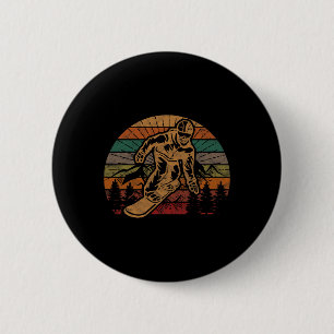 Badge Rond 5 Cm Retro Snowboard Sunset Snowboard Cadeau Hiver Sn