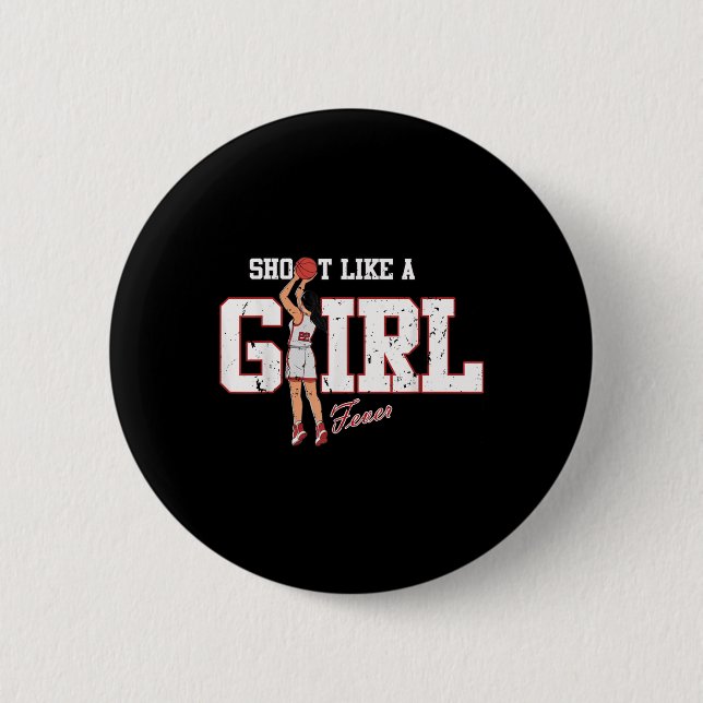 Badge Rond 5 Cm Retro Sport Citation Tirer Comme Une Fille Basketb (Devant)