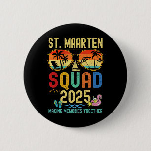 Badge Rond 5 Cm Rétro St. Maarten Croisière Vacances 2025 Famille