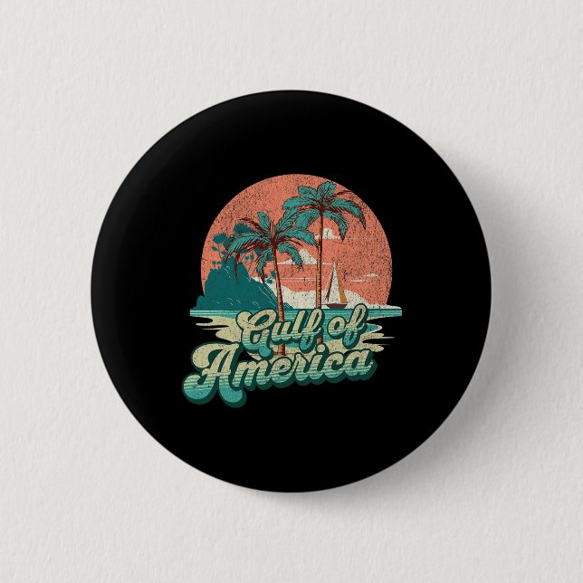 Badge Rond 5 Cm Retro Sunset Beach Vibes - Golfe D'Usa (Devant)