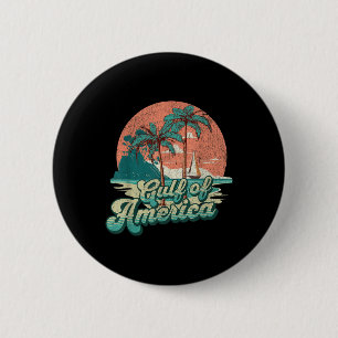 Badge Rond 5 Cm Retro Sunset Beach Vibes - Golfe D'Usa, Amérique