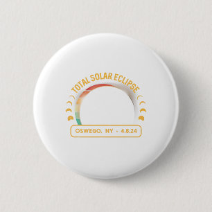 Badge Rond 5 Cm Retro Sunset Total Solaire Eclipse Oswego New York