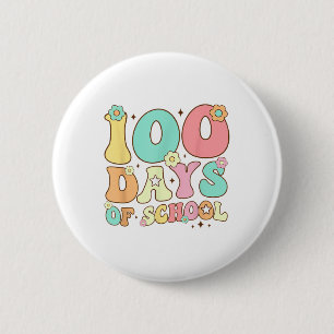Badge Rond 5 Cm Rétro Super 100 Jours Joyeux 100E Jour De L'École