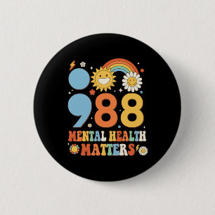Badge Rond 5 Cm Retro Super 988 Questions de santé mentale Suicide