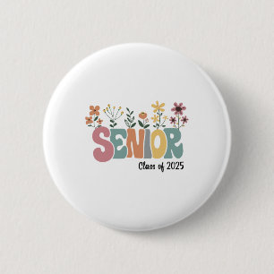 Badge Rond 5 Cm Retro Super Senior 25 Cl De 2025 Graduation Flowe