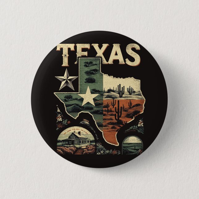 Badge Rond 5 Cm Retro Texas (Devant)