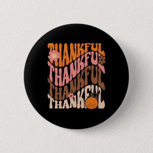 Badge Rond 5 Cm Retro Thankful Love Fall Thanksgiving Super Pumpk