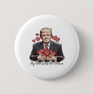 Badge Rond 5 Cm Retro Trump Valentine Mon Coeur bat pour l'Amériqu