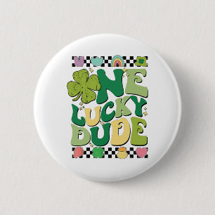 Badge Rond 5 Cm Rétro Un Chanceux Saint-Patrick Shamrock Chance