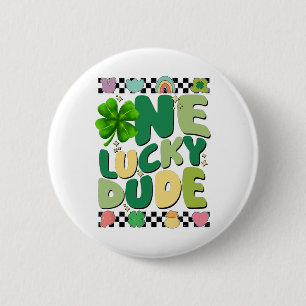Badge Rond 5 Cm Retro Un Chanceux Saint-Patrick Shamrock Chance