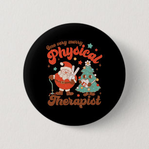 Badge Rond 5 Cm Rétro Un Thérapeute Physique Très Joyeux Père Noël