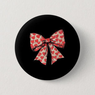 Badge Rond 5 Cm Retro Valentines Day Coeur Coquette Bow Pour Fille