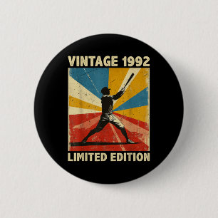 Badge Rond 5 Cm Retro Vintage 1992 Baseball Lover Limited Edition