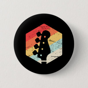 Badge Rond 5 Cm Retro Vintage Bass Guitar Players Rock Music Band