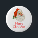 Badge Rond 5 Cm Rétro Vintage Jolly Santa Claus de Christmas<br><div class="desc">Un bouton avec une photo festive rétro. Le vieux Père Noël Jolly avec ses joues rousses et son sourire chaleureux et amical. Un peu de nostalgie de l'ancienne école pour les vieux temps,  cette image rappelle les souvenirs des célébrations du passé de Noël.</div>