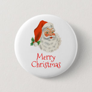 Badge Rond 5 Cm Rétro Vintage Jolly Santa Claus de Christmas
