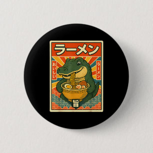Badge Rond 5 Cm Rétro Vintage Ramen Japonais Greg Mème Crocodile C