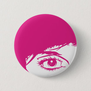 Badge Rond 5 Cm Rétro visage de filles dans l'insigne de