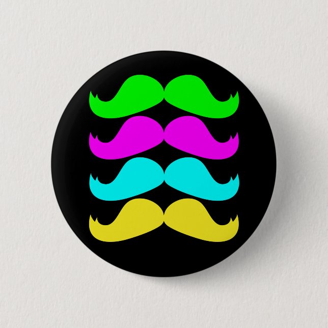 Badge Rond 5 Cm Rétros moustaches de RVB Fluo (Devant)
