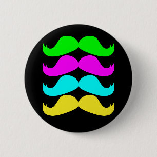 Badge Rond 5 Cm Rétros moustaches de RVB Fluo
