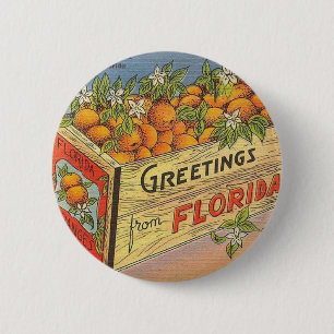 Badge Rond 5 Cm Rétros oranges vintages de la Floride