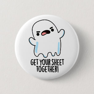 Badge Rond 5 Cm Retrouvez votre feuille ensemble Funny Ghost Pun