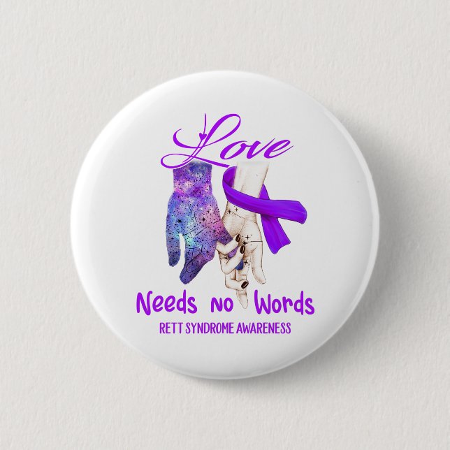 Badge Rond 5 Cm Rett Syndrome Sensibilisation L'Amour N'A Pas Beso (Devant)