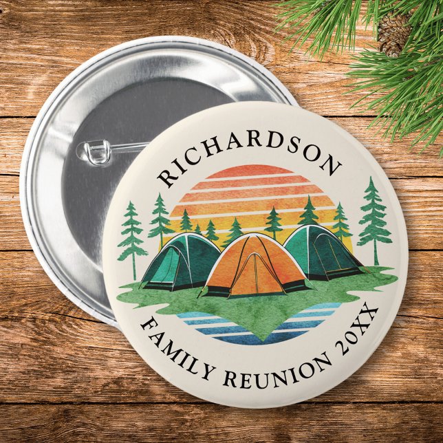 Badge Rond 5 Cm Réunion en famille personnalisée Voyage en camping (Créateur téléchargé)