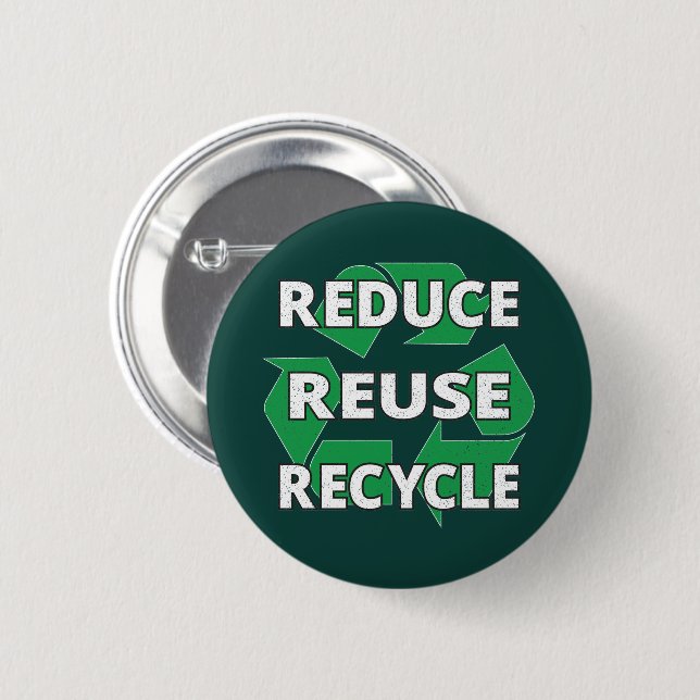 Badge Rond 5 Cm Réutiliser le Jour des terres de recyclage tous le (Devant & derrière)