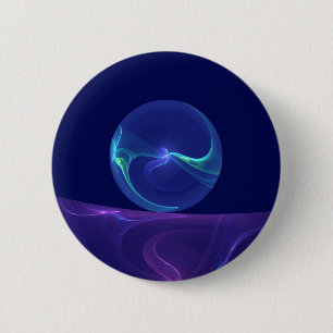 Badge Rond 5 Cm Rêve Violet Bleu Lumineux Art Fractal Abstrait