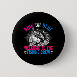 Badge Rond 5 Cm Révélation de genre Rose ou Bleu Bienvenue à la pê