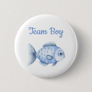Badge Rond 5 Cm Révélation du sexe à la pêche - Équipe garçon