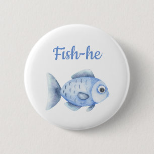 Badge Rond 5 Cm Révélation du sexe à la pêche - Équipe Garçon Fish