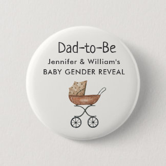 Badge Rond 5 Cm Révélation du sexe du bébé dans un vieux landau en