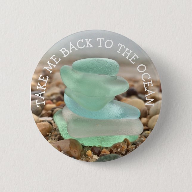 Badge Rond 5 Cm Revenez à Ocean Turquoise Sea Glass Buttons (Devant)