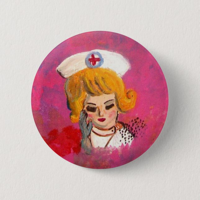 Badge Rond 5 Cm Rêver l'infirmière (Devant)