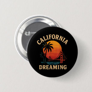 Badge Rond 5 Cm Rêverie californienne Pont Golden Gate Coucher de