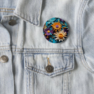 Badge Rond 5 Cm Reverie Whimsical : Oeuvre Florale Colorée