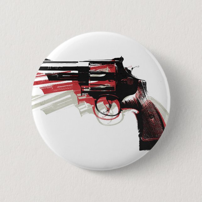 Badge Rond 5 Cm Révolver en blanc (Devant)