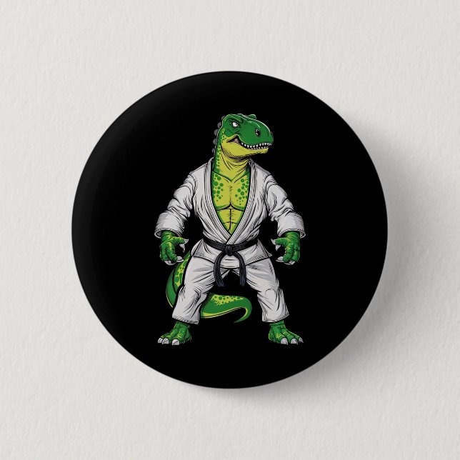Badge Rond 5 Cm Rex Arts Martiaux Dinosaure Jiu-jitsu Bjj Karaté  (Devant)