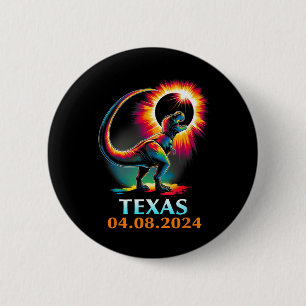 Badge Rond 5 Cm Rex Dinosaur Texas Total Solar Eclipse 2024