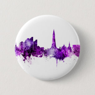 Badge Rond 5 Cm Reykjavik Islande Skyline violet
