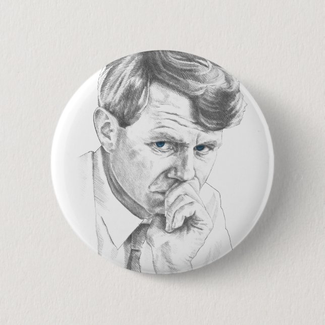 Badge Rond 5 Cm RFK : Bouton Robert Kennedy Pin (Devant)