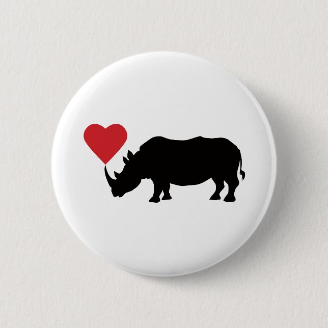Badge Rond 5 Cm Rhino-avec-coeur (Devant)