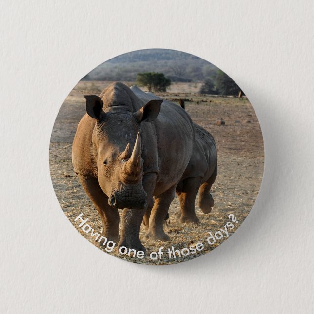 Badge Rond 5 Cm Rhino gris dans la nature (Devant)
