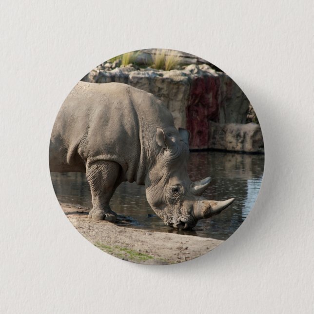 Badge Rond 5 Cm Rhinocéros (Devant)