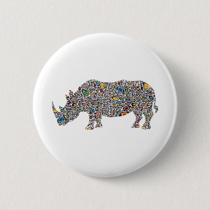 Badge Rond 5 Cm Rhinoceros-Cheetah