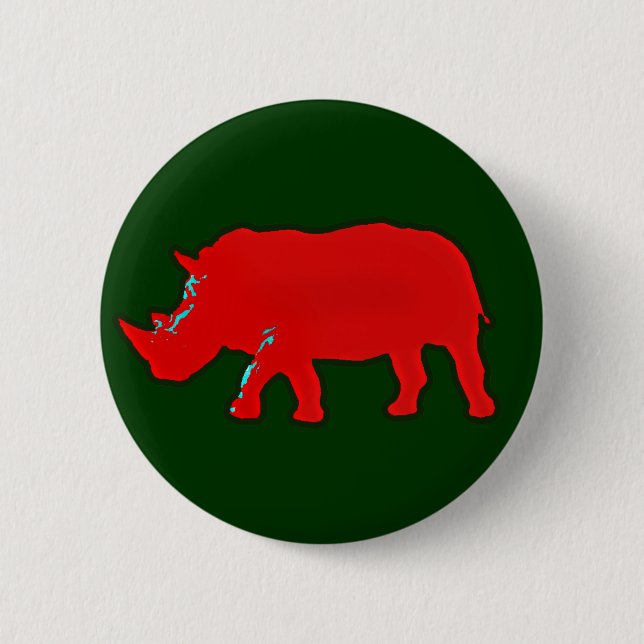 Badge Rond 5 Cm rhinocéros d'afrique rouge (Devant)