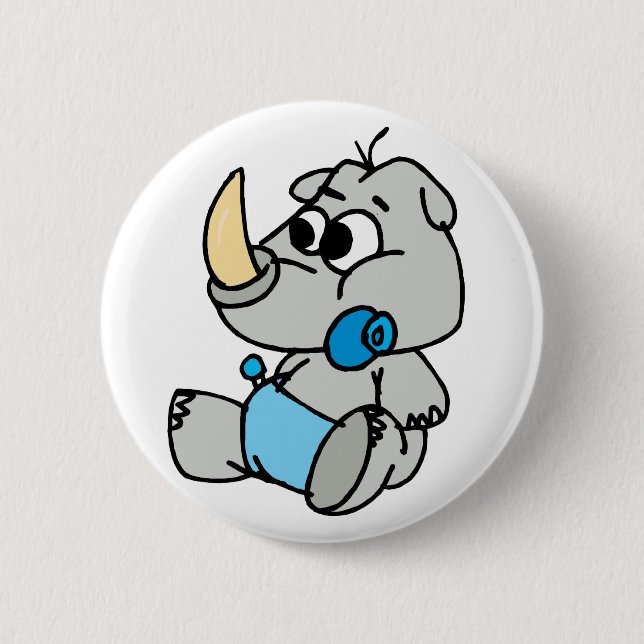 Badge Rond 5 Cm Rhinocéros de bébé (Devant)